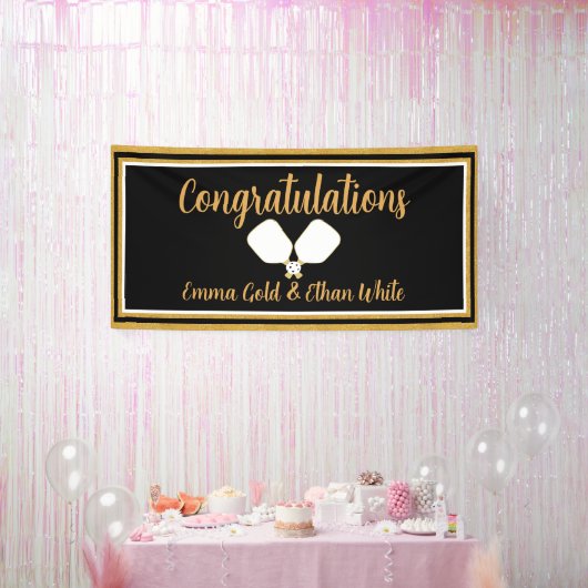 Hochzeitswochenende Pickleball Black & Gold Banner (Party)