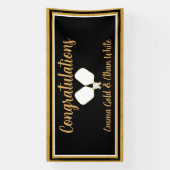 Hochzeitswochenende Pickleball Black & Gold Banner (Vertikal)