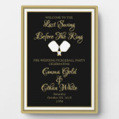 Hochzeitswochenende Pickleball Black & Gold Fotoplatte (Vorderseite)