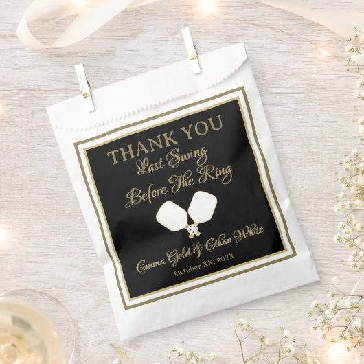Hochzeitswochenende Pickleball Gold und Weiß Geschenktütchen (Ausgeschnitten)