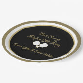 Hochzeitswochenende Pickleball Gold und Weiß Pappteller (Schrägansicht)
