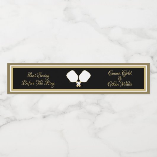 Hochzeitswochenende Pickleball Gold und Weiß Wasserflaschenetikett (Einzelnes Label)