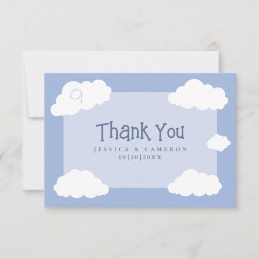 Hochzeitswolke Neun Niedlich Whimsical Lustiges Ge Dankeskarte (Vorderseite)