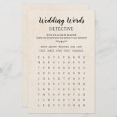 Hochzeitsworte Suche Table Game Calligraphy Rustik (Vorne/Hinten)