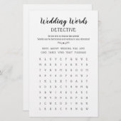 Hochzeitsworte Suche Table Game Fun Calligraphy (Vorne/Hinten)