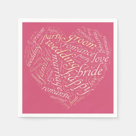 Hochzeitswortwolke Serviette (Vorderseite)