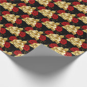 Hochzeitswrapping Paper-Gold-Rose Geschenkpapier (Ecke)