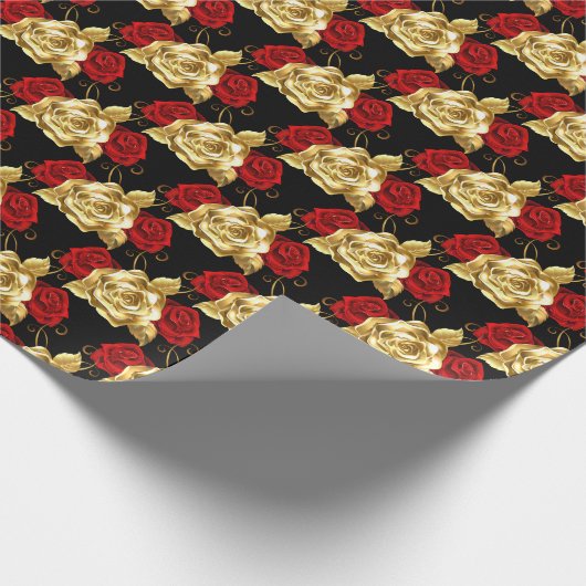 Hochzeitswrapping Paper-Gold-Rose Geschenkpapier (Ecke)
