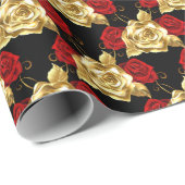 Hochzeitswrapping Paper-Gold-Rose Geschenkpapier (Rolleneckpunkt)