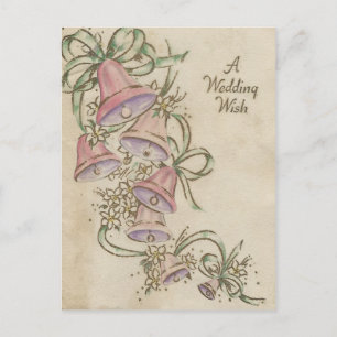 Hochzeitswunsch im Vintage-Stil mit Glocken Postkarte
