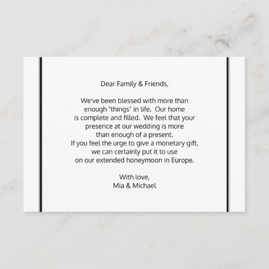 Hochzeitswünsche an gut monetären Sonderkarten Begleitkarte (Vorderseite)