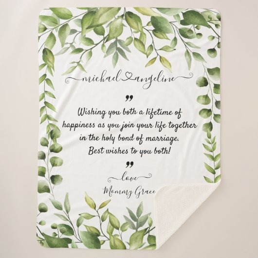 Hochzeitswünsche für Braut und Bräutigam Sherpadecke (Vorderseite)