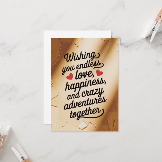Hochzeitswünsche für endloses Glück in der Liebe Karte (Vorderseite/Rückseite Beispiel)