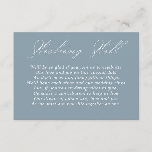 Hochzeitswünsche Gut Kalligrafie Script Dusty Blue Begleitkarte (Vorderseite)
