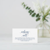 Hochzeitswünsche gut, moderne blaue Navy-Script Begleitkarte (Stehend Vorderseite)