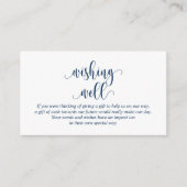 Hochzeitswünsche gut, moderne blaue Navy-Script Begleitkarte (Vorderseite)