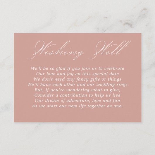 Hochzeitswünsche - Kalligrafie-Script-Rose Gold Begleitkarte (Vorderseite)