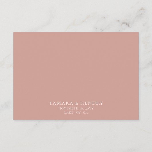 Hochzeitswünsche - Kalligrafie-Script-Rose Gold Begleitkarte (Rückseite)