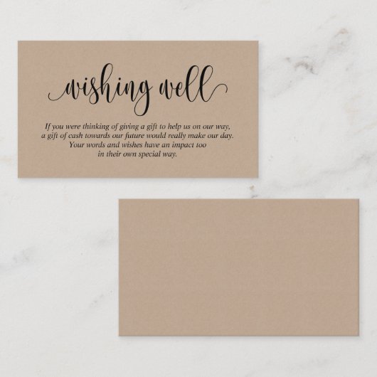 Hochzeitswünsche, moderne Schrift, braun Kraft Begleitkarte (Vorne/Hinten)
