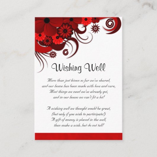 Hochzeitswünsche von Rot und Weiß Begleitkarte (Vorderseite)