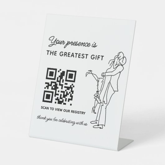 Hochzeitswunschliste QR-Code Sockelschild (Vorderseite)