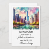 Hochzeitsyline von Chicago Save the Date Einladung (Vorne/Hinten)