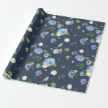 Hochzeitszackpapier für Navy Blue Hydrangea Geschenkpapier<br><div class="desc">Hochzeitszackpapier für Navy Blue Hydrangea</div>