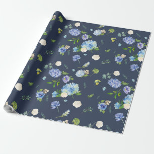 Hochzeitszackpapier für Navy Blue Hydrangea Geschenkpapier