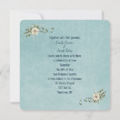 Hochzeitszange und Ringe mit Rosenbukett Einladung (Rückseite)