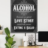 Hochzeitszeichen Alcohol BLACKBOARD-CHALKBOARD Poster (Heimbüro)