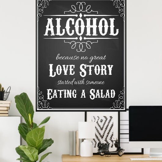 Hochzeitszeichen Alcohol BLACKBOARD-CHALKBOARD Poster (Heimbüro)
