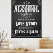 Hochzeitszeichen Alcohol BLACKBOARD-CHALKBOARD Poster (Küche)