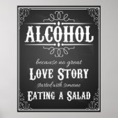Hochzeitszeichen Alcohol BLACKBOARD-CHALKBOARD Poster (Vorne)