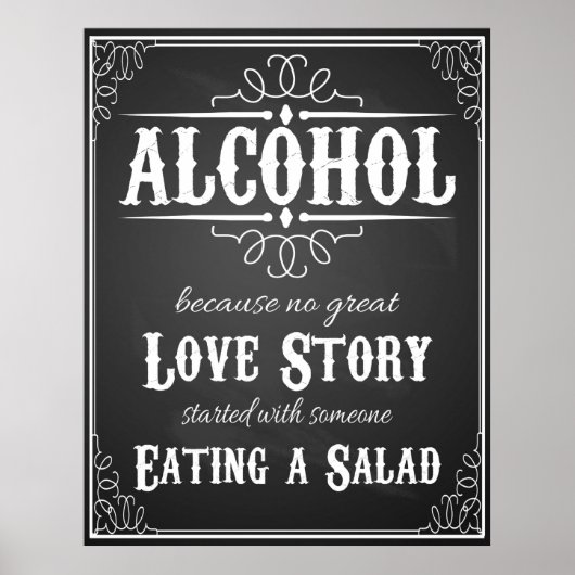 Hochzeitszeichen Alcohol BLACKBOARD-CHALKBOARD Poster (Vorne)