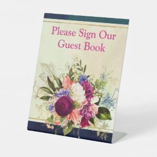 Hochzeitszeichen aquamarin, Marine, Green, Gold Fl Sockelschild