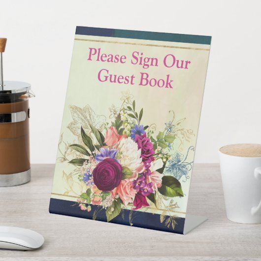 Hochzeitszeichen aquamarin, Marine, Green, Gold Fl Sockelschild (In SItu)