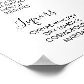 Hochzeitszeichen - Bar Menu Wasserfarbene Grüne Ze Poster (Ecke)