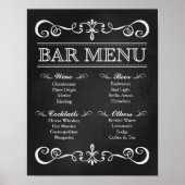 Hochzeitszeichen - Bar Menu Wedding Chalkboard Zei Poster (Vorne)