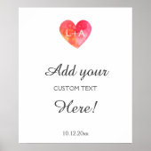 Hochzeitszeichen, benutzerdefinierter Text, Aquare Poster (Vorne)