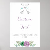 Hochzeitszeichen Benutzerdefinierter Text, botanis Poster (Vorne)