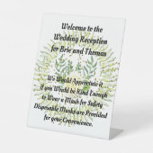 Hochzeitszeichen - Bitte um eine Maske Sockelschild (Vorderseite)