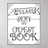 Hochzeitszeichen Bitte unterschreiben Sie unser Gä Poster (Vorne)