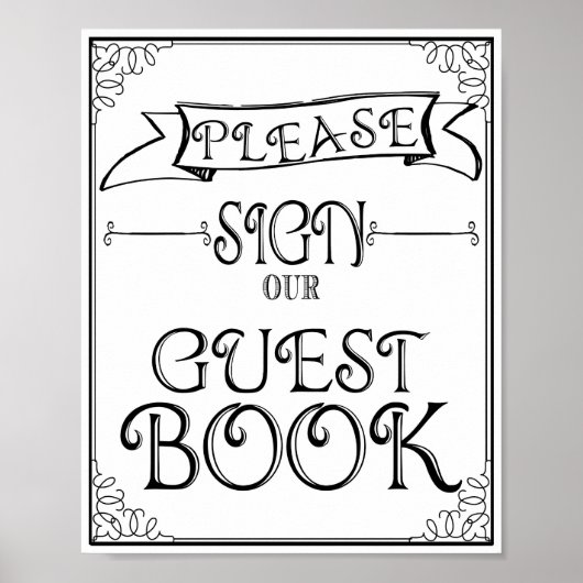 Hochzeitszeichen Bitte unterschreiben Sie unser Gä Poster (Vorne)
