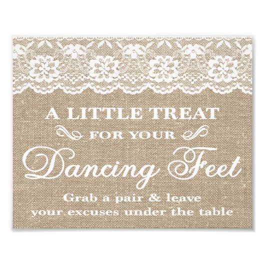 Hochzeitszeichen - Burlap & Lace - Tanzfüße - Fotodruck (Vorne)