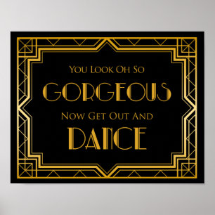 Hochzeitszeichen - Dance Floor Gatsby Wedding Sign Poster