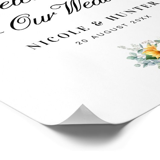 Hochzeitszeichen der Sonnenblume Poster (Ecke)