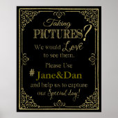 Hochzeitszeichen der sozialen Medien - Goldener Gl Poster (Vorne)