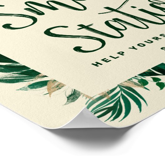 Hochzeitszeichen der Tropical Greenery S'mores Sta Poster (Ecke)