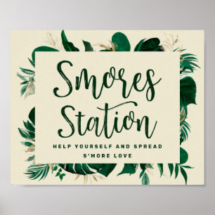 Hochzeitszeichen der Tropical Greenery S'mores Sta Poster