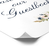 Hochzeitszeichen des eleganten Gästebuchs Navy & B Poster (Ecke)
